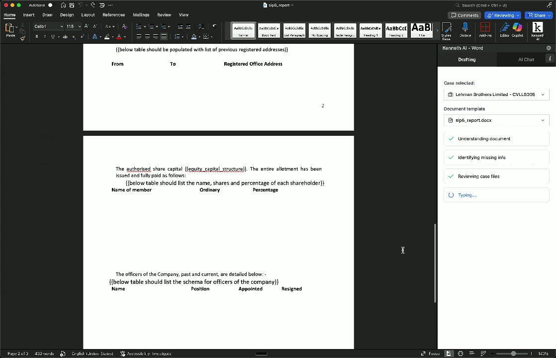 SIP 6 report generation with autocomplete and citations